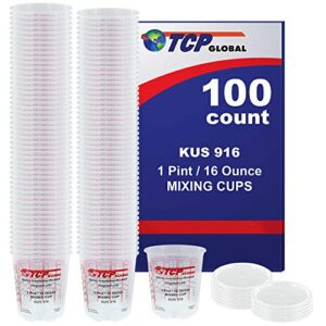 (full case of 100 each – pint (16oz) paint mixing cups) by custom shop – cups have calibrated mixing ratios on side of cup box of 100 cups epoxy resin epoxy resin