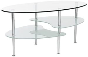 walker edison modern glass coffee table living room accent ottoman storage shelf, 37 inch, glass