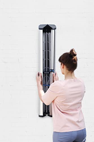 Brabantia - WallFix Dryer - with Protective Storage Box - Space Saver - Laundry Rotary - Retractable - Wall Mounted - Clothes Drying Rack - Outdoor - Metallic Grey - 24m