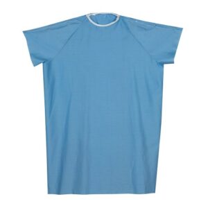 dmi hospital patient gown for women or men, back and shoulder snap, 36″ long, blue