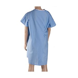 DMI Hospital Patient Gown for Women or Men, Back and Shoulder Snap, 36" Long, Blue