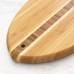 Totally Bamboo Lil' Surfer Surfboard Shaped Bamboo Serving and Cutting Board, 14-1/2" x 6", Brown