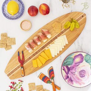 Totally Bamboo Surfboard Shaped Bamboo Wood Cutting Board and Charcuterie Serving Board, 23" x 7-1/2"