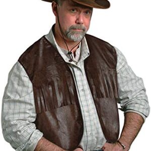 Beistle mens Western Beistle Faux Brown Leather Cowboy Vest w Fringe, Multicolored, One Size US