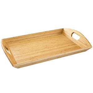 totally bamboo butler’s serving tray with handles, decorative tray for ottoman or coffee table, 23″ x 15
