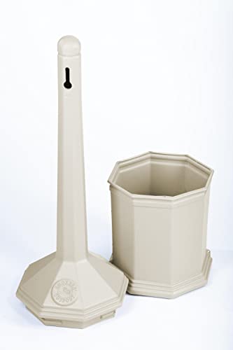 Commercial Zone 710302 Smoker’s Outpost Site Saver Hexagon Shape Cigarette Collector Receptacle Container, Beige