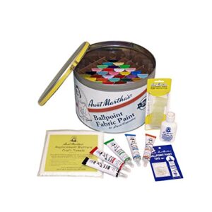 aunt martha’s full stocked ballpoint paint color caddie, fully loaded with 34 paints and accessories