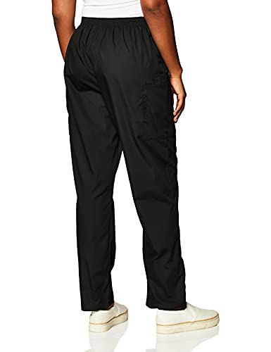 Cherokee Women's Workwear Elastic Waist Cargo Scrubs Pant, Black, Medium