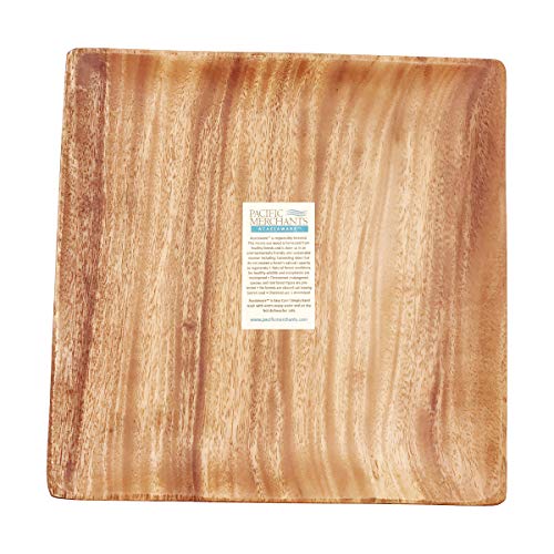 Pacific Merchants Acaciaware 12-Inch Acacia Wood Square Serving Tray, Natural