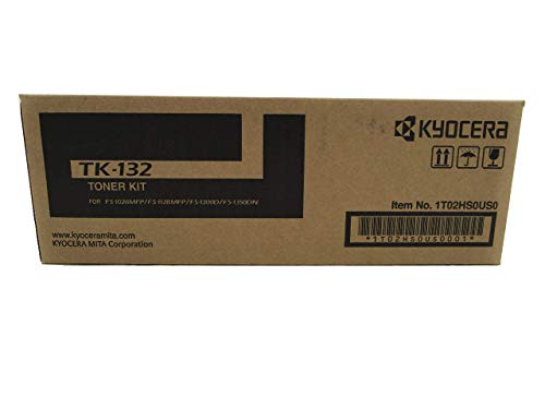 Kyocera TK-132 1T02HS0US0 FS-1300D FS-1350DN FS-1028MFP FS-1128MFP Laser Toner Cartridge (Black) in Retail Packaging