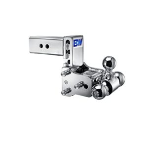 b&w trailer hitches chrome tow & stow adjustable trailer hitch ball mount – fits 2.5″ receiver, tri-ball (1-7/8″ x 2″ x 2-5/16″), 5″ drop, 14,500 gtw – ts20048c