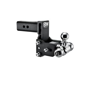 b&w trailer hitches tow & stow adjustable trailer hitch ball mount – fits 2.5″ receiver, tri-ball (1-7/8″ x 2″ x 2-5/16″), 5″ drop, 14,500 gtw – ts20048b