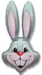 39″ flexmetal grey rabbit head easter party decoration supply mylar foil helium balloon