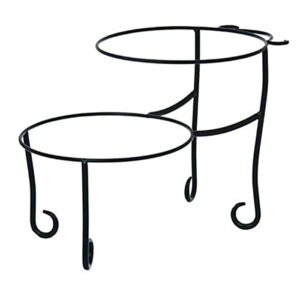 american metalcraft tlsp1219 wrought iron pizza stand with curled feet, two-tier, 12″ h x 19″ w, black