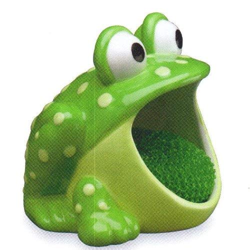 Boston Warehouse 75483 Frog Scrubby Holder with Non-scratch Dish Scrubber, Hand Painted Ceramic