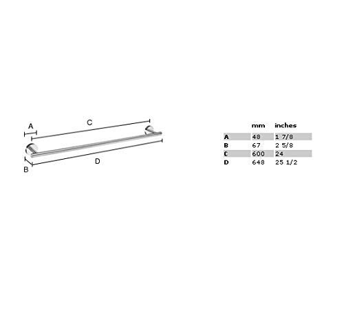 Smedbo SME, Polished Chrome HK3464 Towel Rail Single, 64.8 x 5 x 5 cm