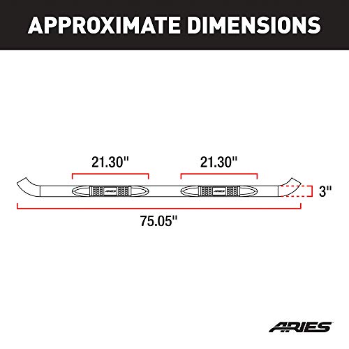 ARIES 204001-2 3-Inch Round Polished Stainless Steel Nerf Bars, No-Drill, Select Chevrolet, GMC C, K