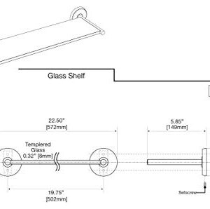 Gatco Designer II Glass Shelf, Chrome