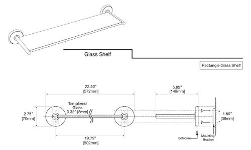 Gatco Designer II Glass Shelf, Chrome