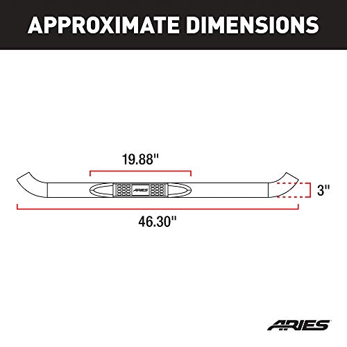 ARIES 204017 3-Inch Round Black Steel Nerf Bars, No-Drill, Select Chevrolet Silverado, GMC Sierra 1500, 2500, 3500 HD