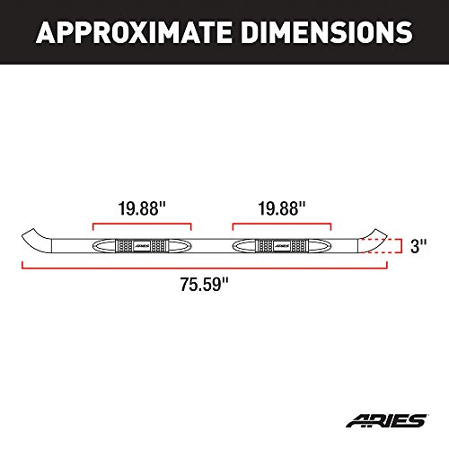 ARIES 200112 3-Inch Round Black Steel Nerf Bars, No-Drill, Select Land Rover LR3