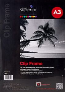 seco, clipa3 – clip frame for pictures and posters, landscape or portrait format, perspex safety glass a3 size