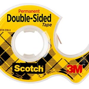 Scotch Double Sided Tape, Permanent, 1/2 in x 400 in, 2 Dispensers/Pack (137DM-2)