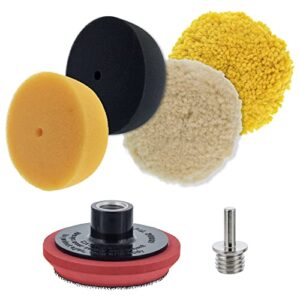 tcp global brand 3″ mini buffing and polishing pad kit with 4 pads, backing plate, and 1/4″ drill adapter