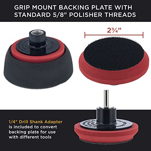 TCP Global Brand 3" Mini Buffing and Polishing Pad Kit with 4 Pads, Backing Plate, and 1/4" Drill Adapter