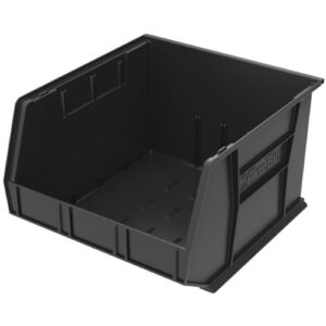 akro-mils 30270 akrobins plastic hanging stackable storage organizer bin, 18-inch x 16-inch x 11-inch, black, 3-pack