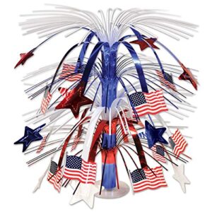 beistle usa flag cascade centerpiece, one size, red/white/blue