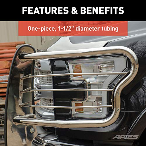 ARIES 2054-2 1-1/2-Inch Polished Stainless Steel Grille Guard, No-Drill, Select Toyota Tacoma