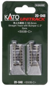 kato 20-048 n gauge car stop track c, 2.0 inches (50 mm), pack of 2