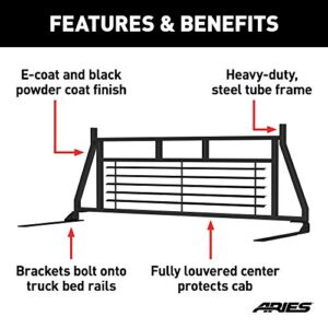 ARIES 111000 Classic Heavy-Duty Black Steel Truck Headache Rack Cab Protector, Select Chevrolet, Ford, Dodge, GMC, Ram