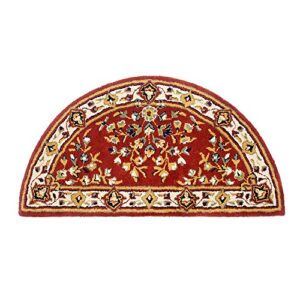 minuteman international burgundy oriental wool hearth rug, half round