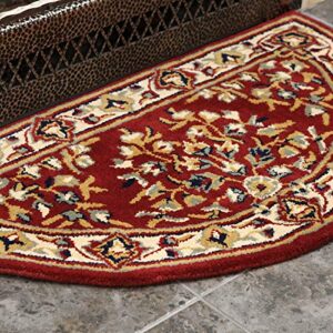 Minuteman International Burgundy Oriental Wool Hearth Rug, Half Round