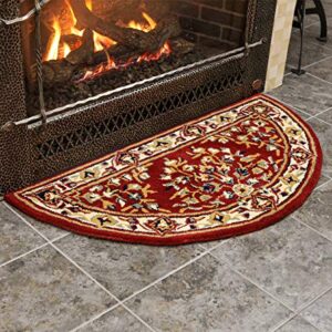 Minuteman International Burgundy Oriental Wool Hearth Rug, Half Round