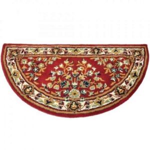 Minuteman International Burgundy Oriental Wool Hearth Rug, Half Round