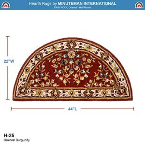 Minuteman International Burgundy Oriental Wool Hearth Rug, Half Round