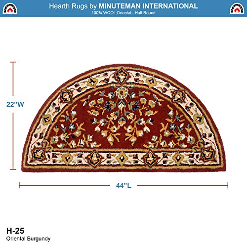 Minuteman International Burgundy Oriental Wool Hearth Rug, Half Round