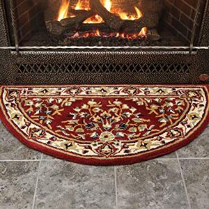 Minuteman International Burgundy Oriental Wool Hearth Rug, Half Round