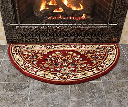 Minuteman International Burgundy Oriental Wool Hearth Rug, Half Round