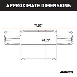 ARIES 5055 1-1/2-Inch Black Steel Grille Guard, No-Drill, Select Dodge, Ram Dakota