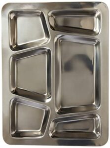 winco – smt-2 6-compartment mess tray, style b, stainless steel, medium