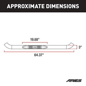 ARIES 202001 3-Inch Round Black Steel Nerf Bars, No-Drill, Select Toyota Tacoma
