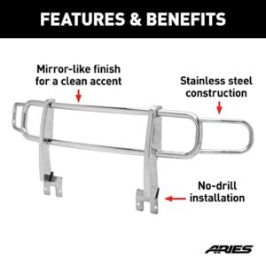 ARIES 4077-2 Polished Stainless Steel Grille Guard, No-Drill, Select Hummer H3, H3T