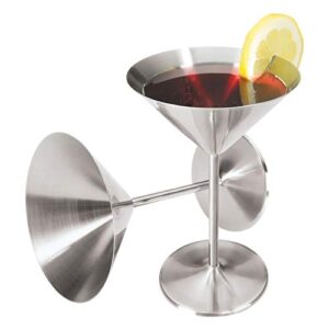 oggi stainless steel martini glasses – 8oz, set of 2 – unbreakable martini glasses, ideal outdoor martini glasses for boating, rv, parties, stylish cocktail glasses & martini glass gift set