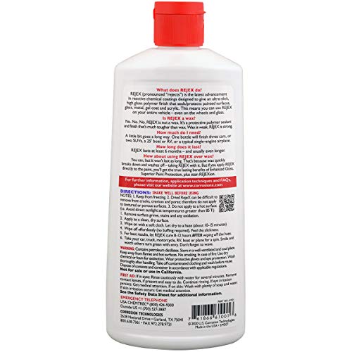 RejeX Corrosion Technologies 61001 (12 fl oz) – High Gloss Finish That Protects | for All Vehicles | Synthetic Paint and Surface Sealant | Lasts 2X Longer Than Any Wax | Nothing Sticks But The Shine!