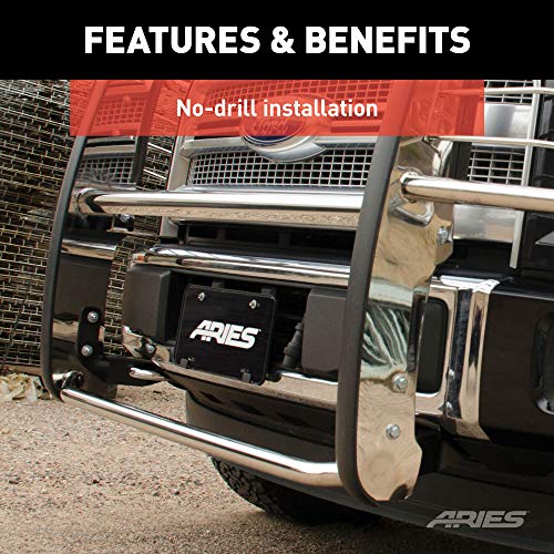 ARIES 4076-2 1-1/2-Inch Polished Stainless Steel Grille Guard, No-Drill, Select Hummer H2