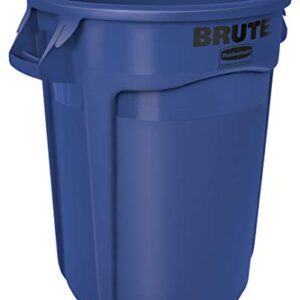 Rubbermaid Commercial Products FG263200BLUE BRUTE Heavy-Duty Round Trash/Garbage Can, 32-Gallon, Blue